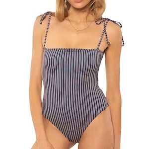 Amuse Society Collins one piece striped swimsuit